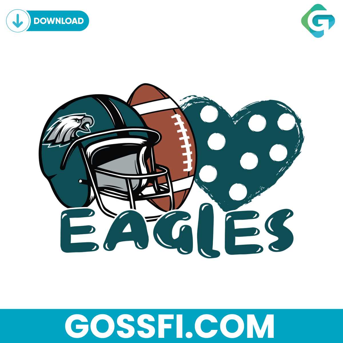 Eagles Helmet Football Heart Svg Digital Download - Gossfi.com