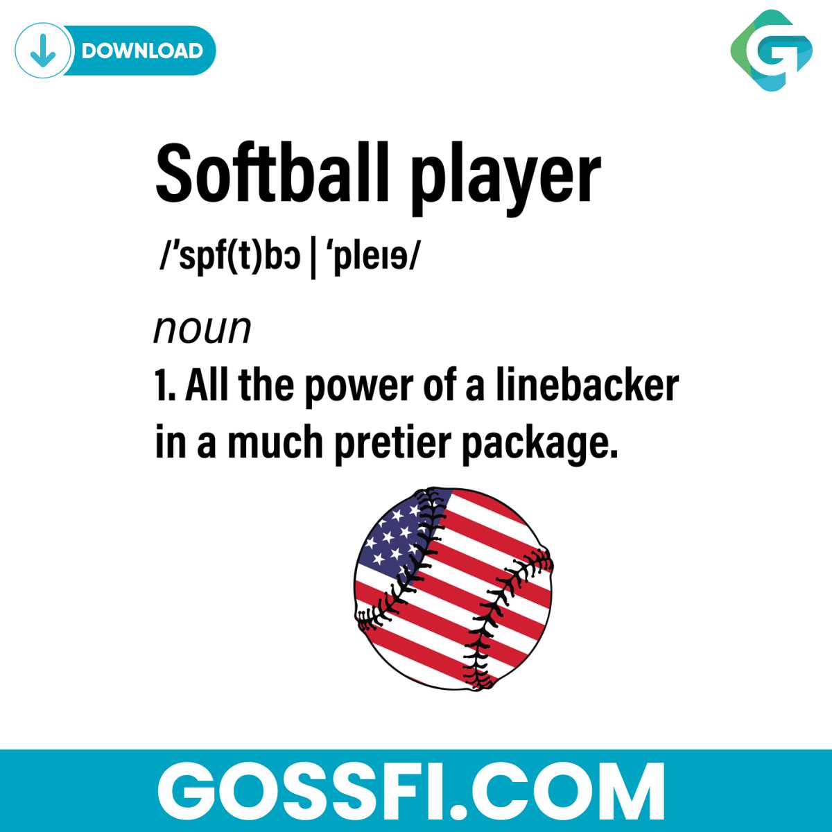 Softball Player Definition Svg Digital Download