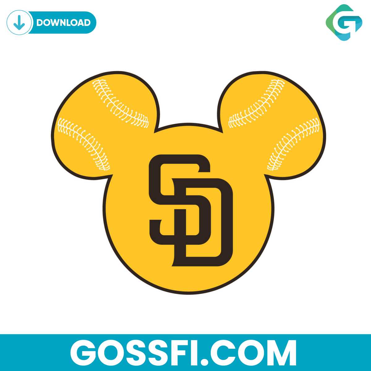 San Diego Padres Baseball Mickey Mouse Svg - Gossfi.com