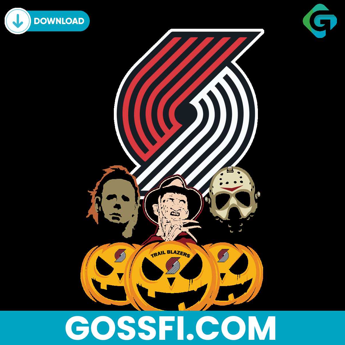 Portland Trail Blazers Halloween Horror Movie Pumpkin Svg