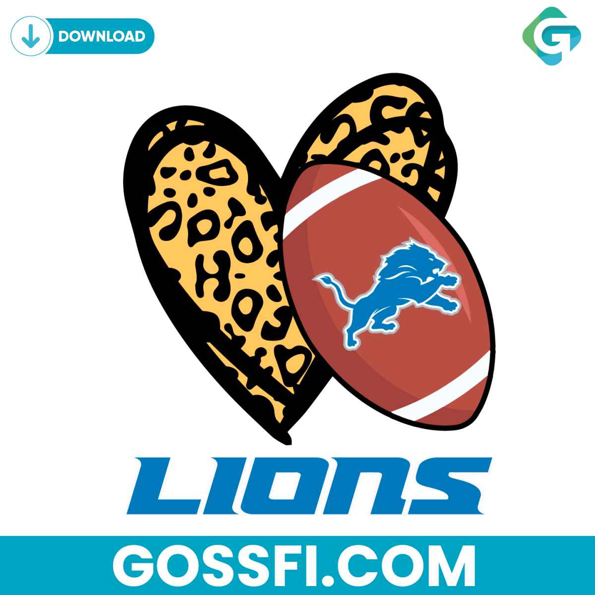 Detroit Lions Leopard Heart Svg - Gossfi.com