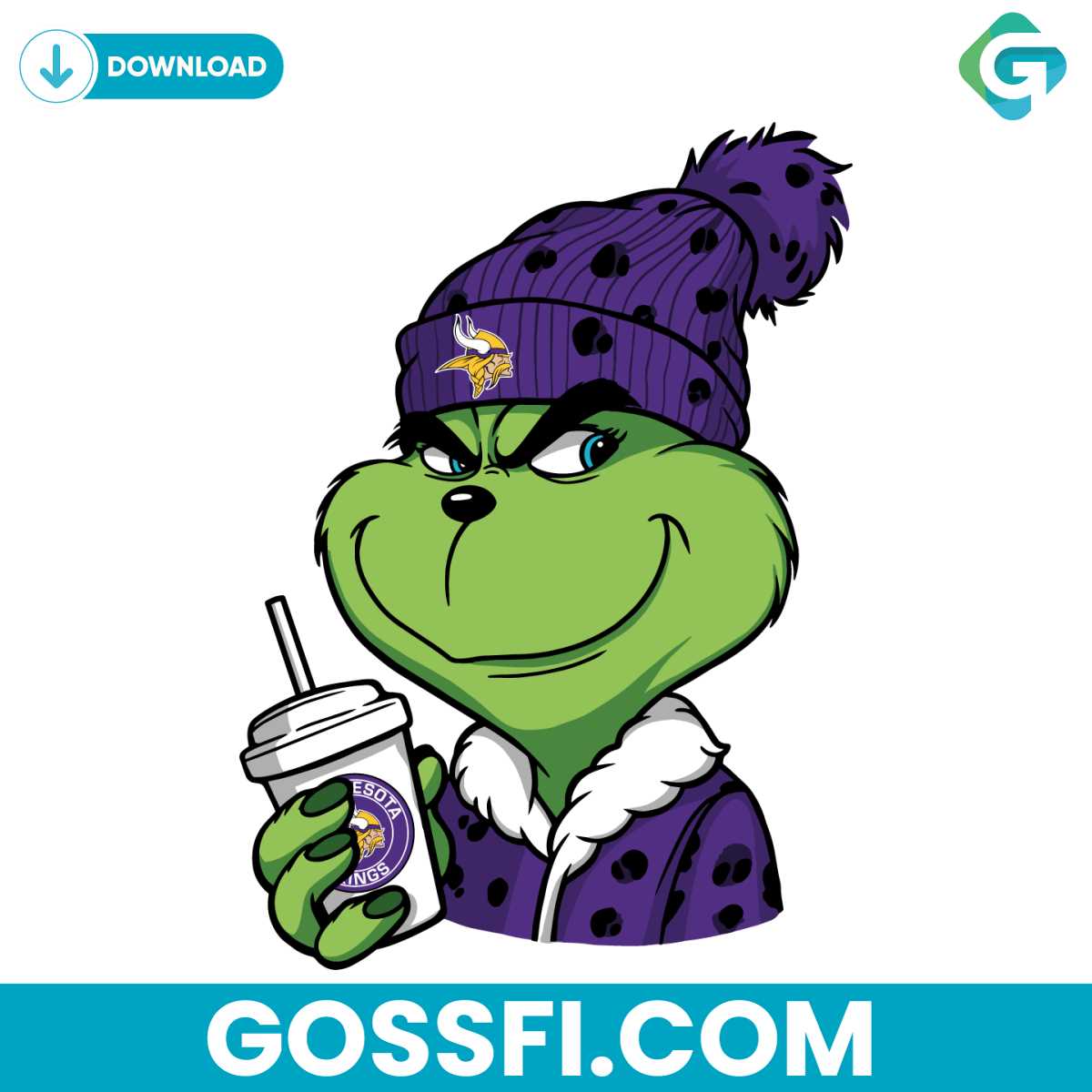 Grinch Minnesota Vikings Logo Svg Digital Download