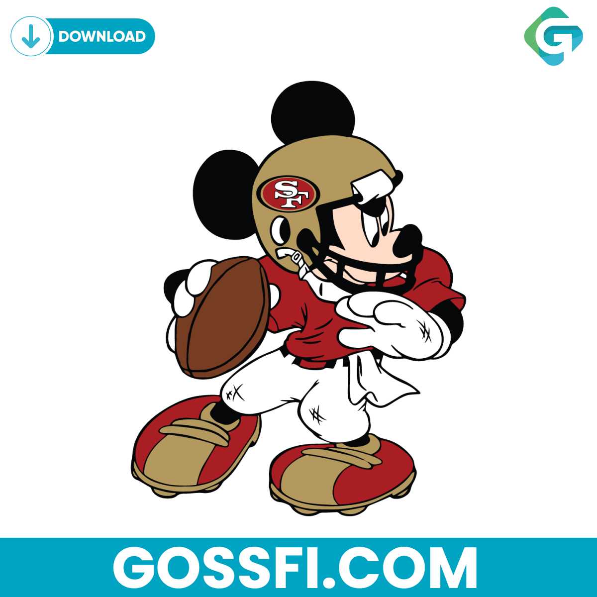 Mickey Mouse San Francisco 49ers Football Svg - Gossfi.com