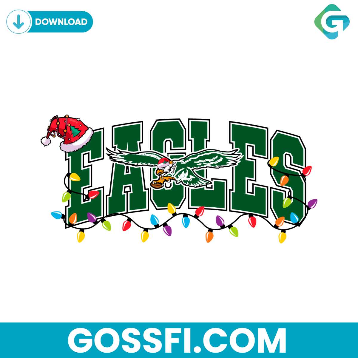 eagles-logo-with-christmas-hat-light-svg-digital-download