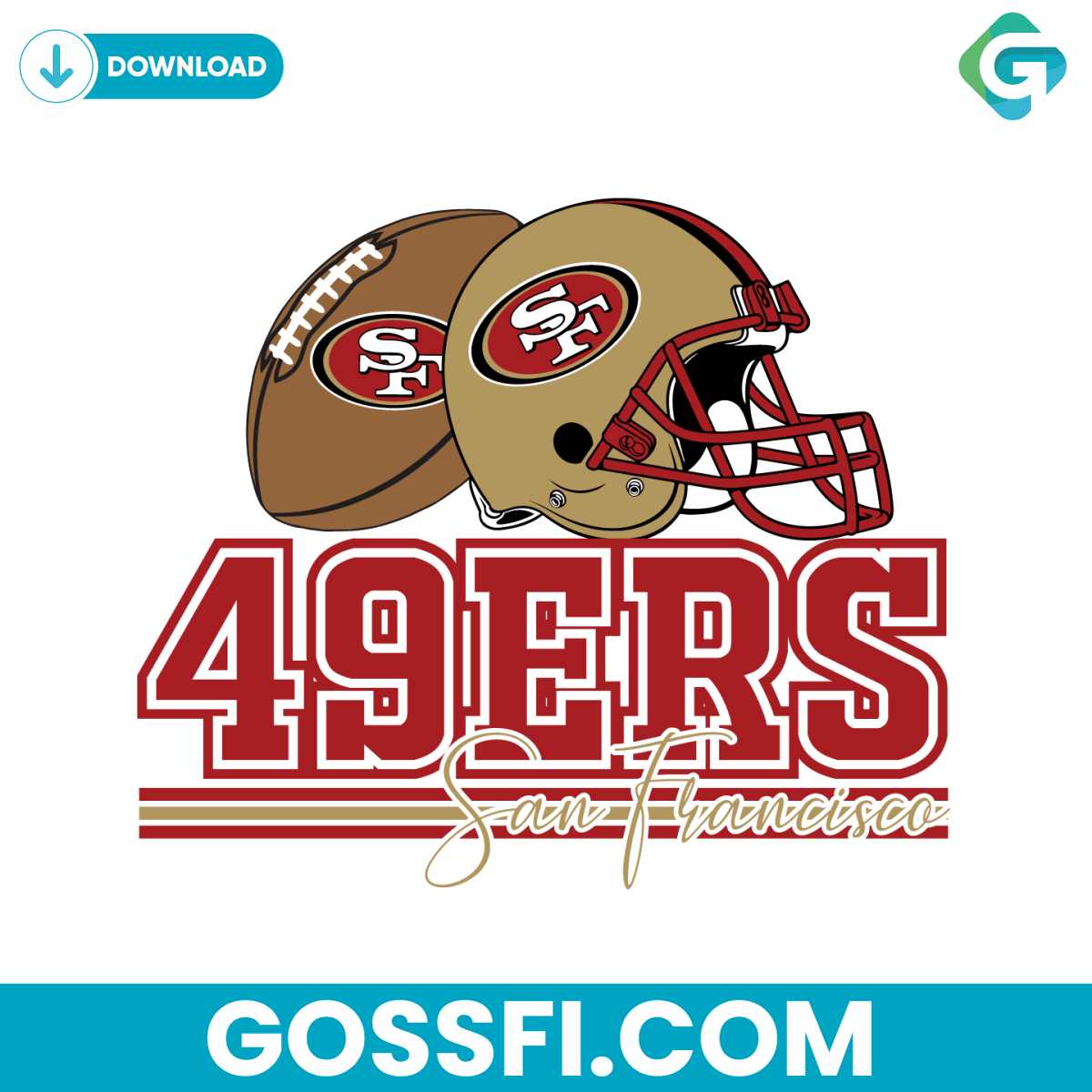 san-francisco-49ers-football-helmet-svg-digital-download