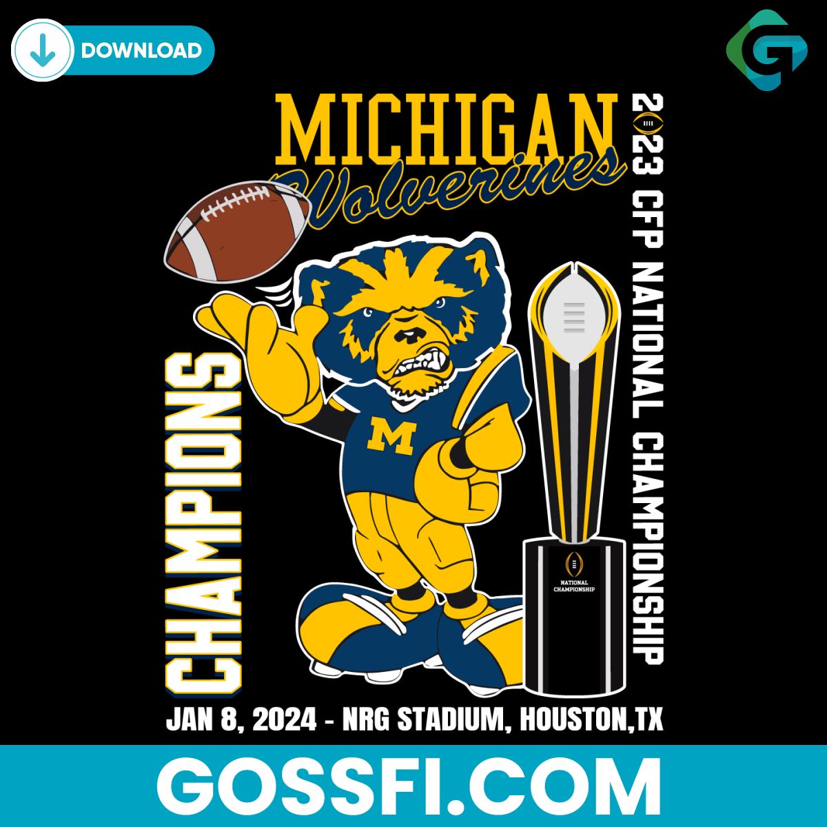 Michigan Wolverines 2024 CFP Champions Svg