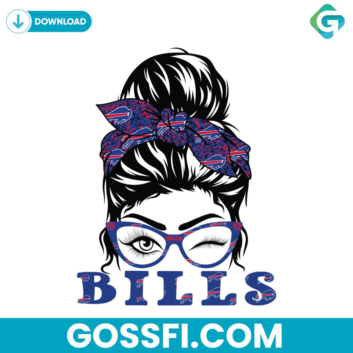 bills-girl-wearing-glasses-football-messy-bun-svg