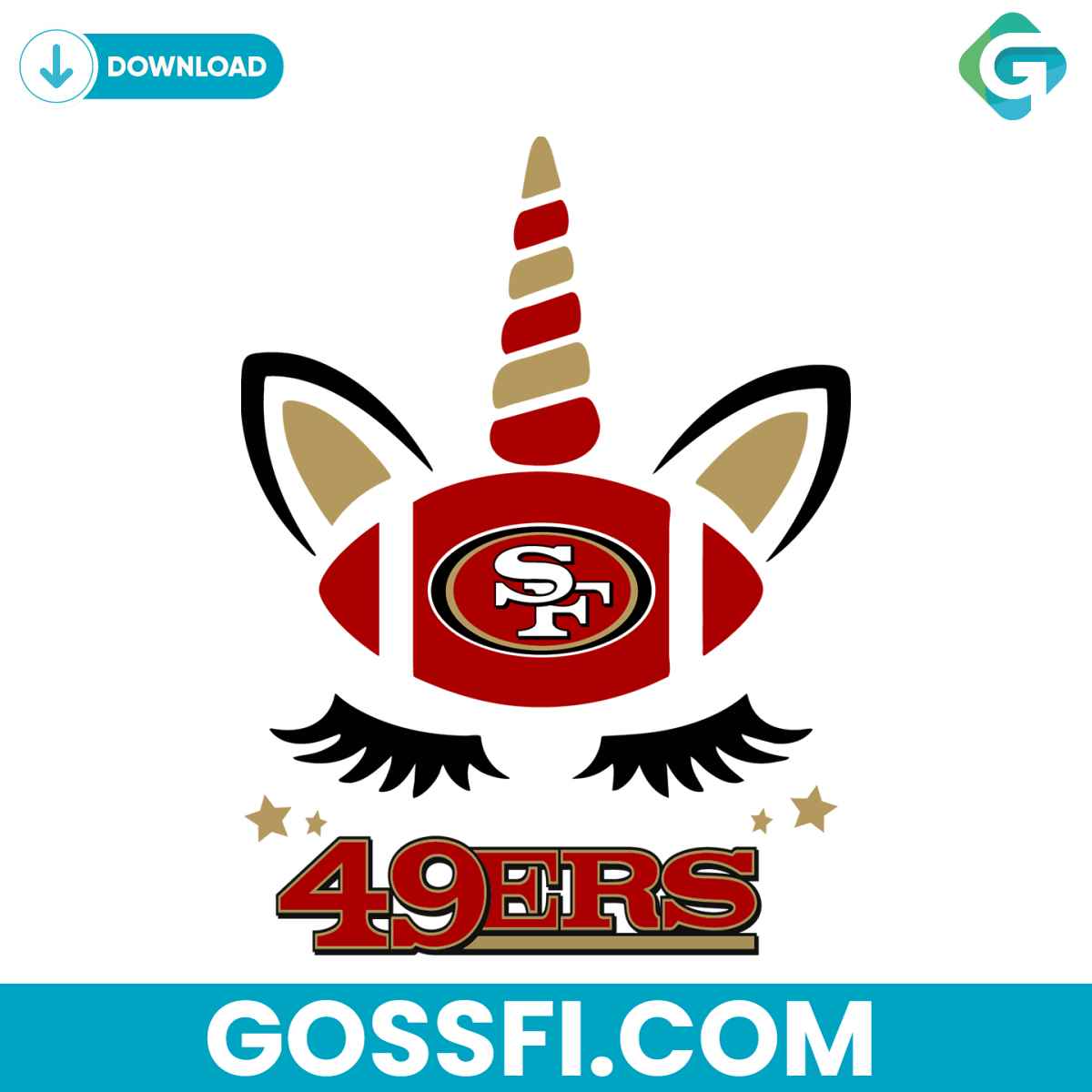 san-francisco-49ers-unicorn-svg-cricut-digital-download