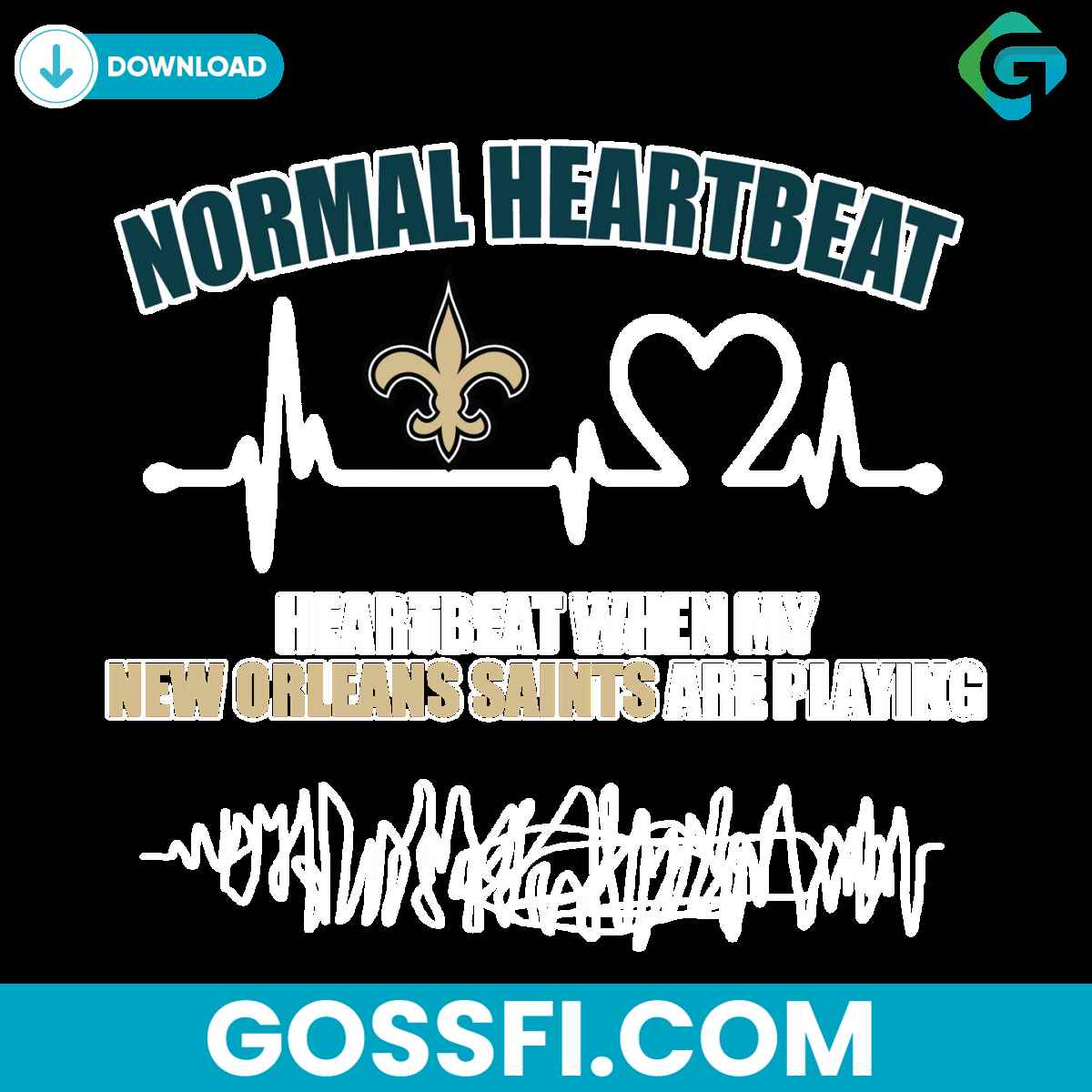 new-orleans-saints-heartbeat-svg-digital-download