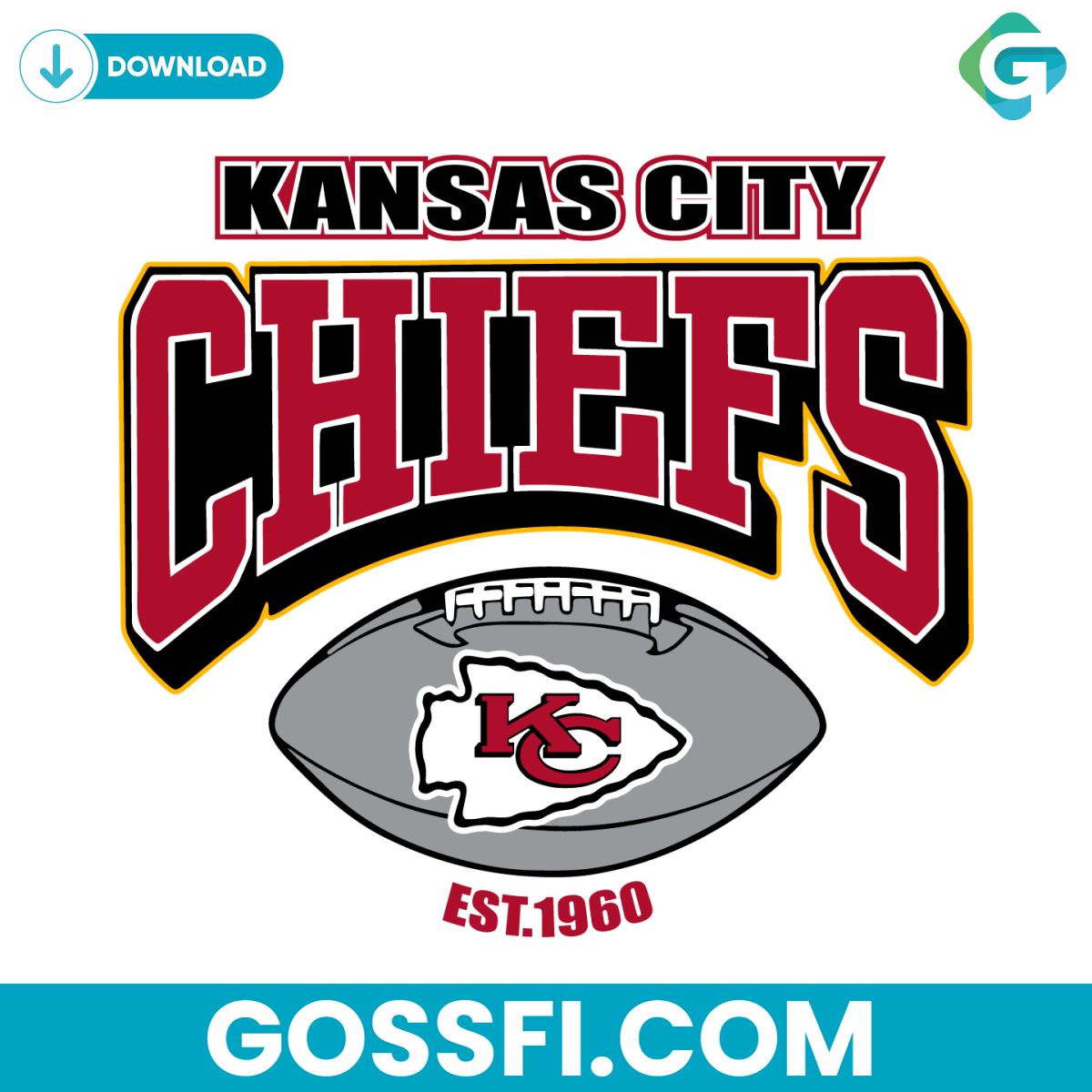 Kansas City Chiefs Football 1960 Svg Cricut Digital Download