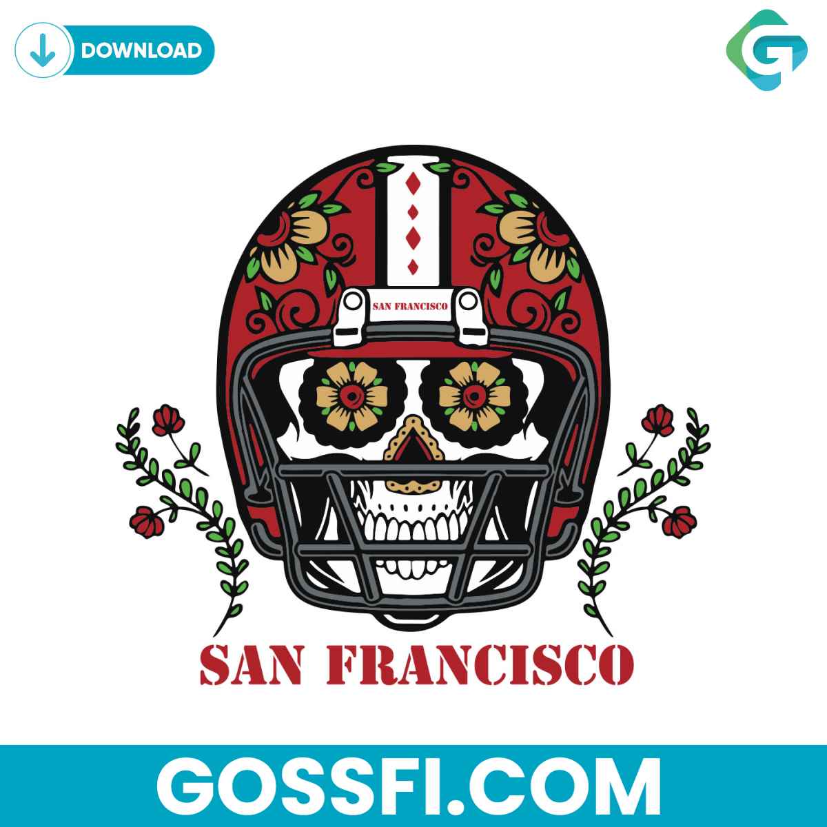 san-francisco-49ers-skull-helmet-svg-digital-download