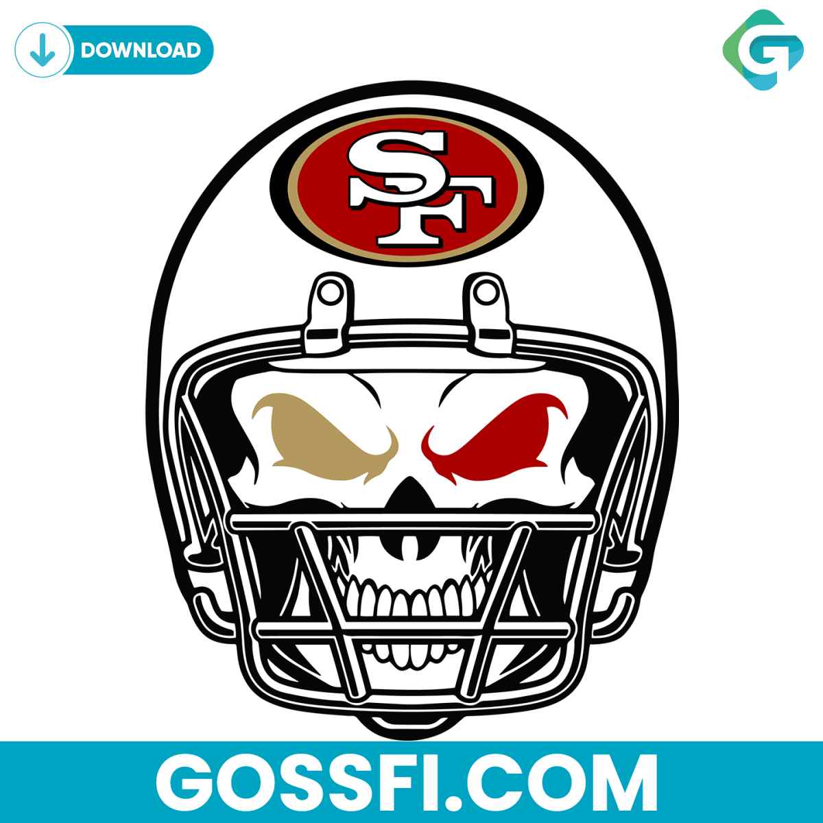 san-francisco-49ers-skull-helmet-svg-digital-download