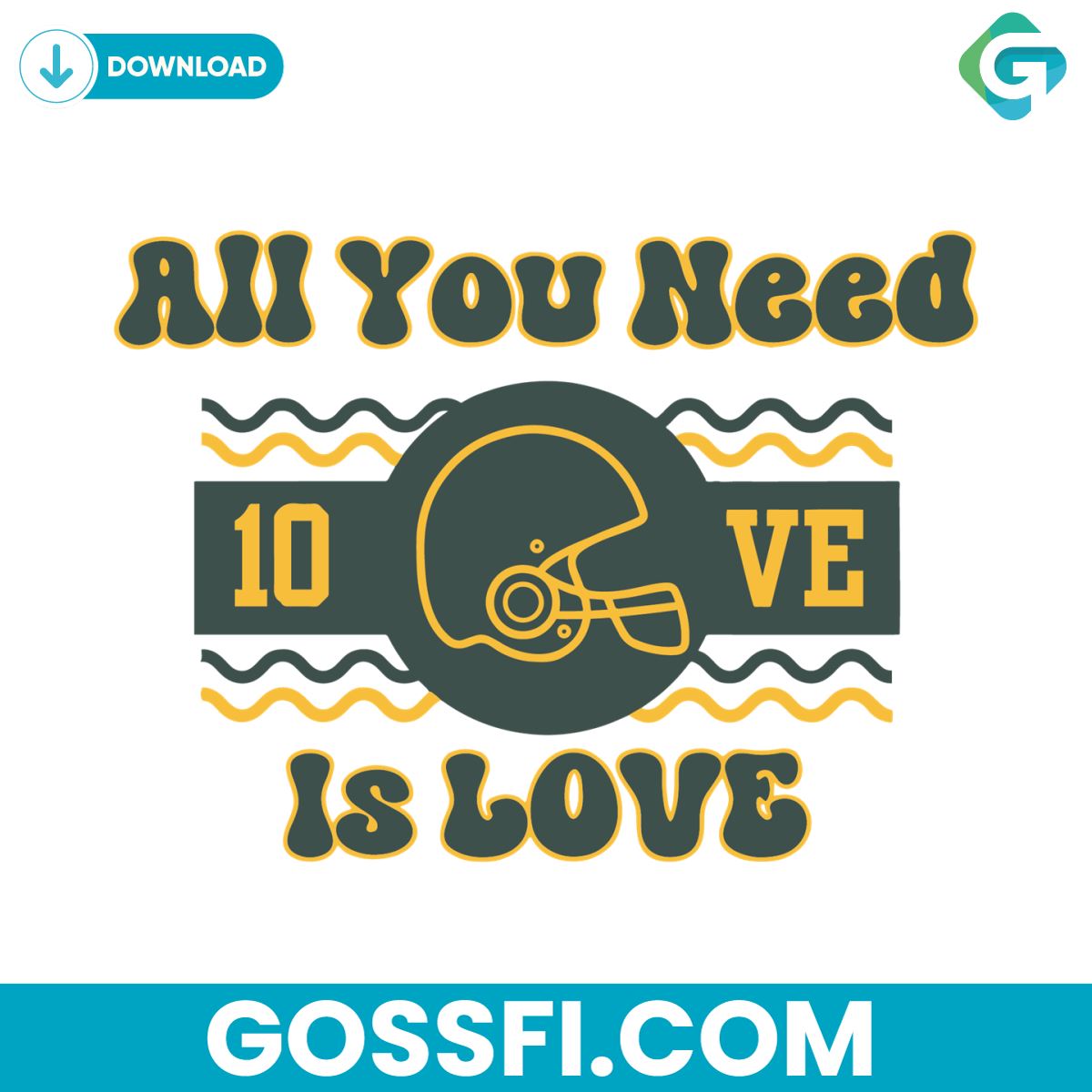 all-you-need-is-love-helmet-packers-football-player-svg