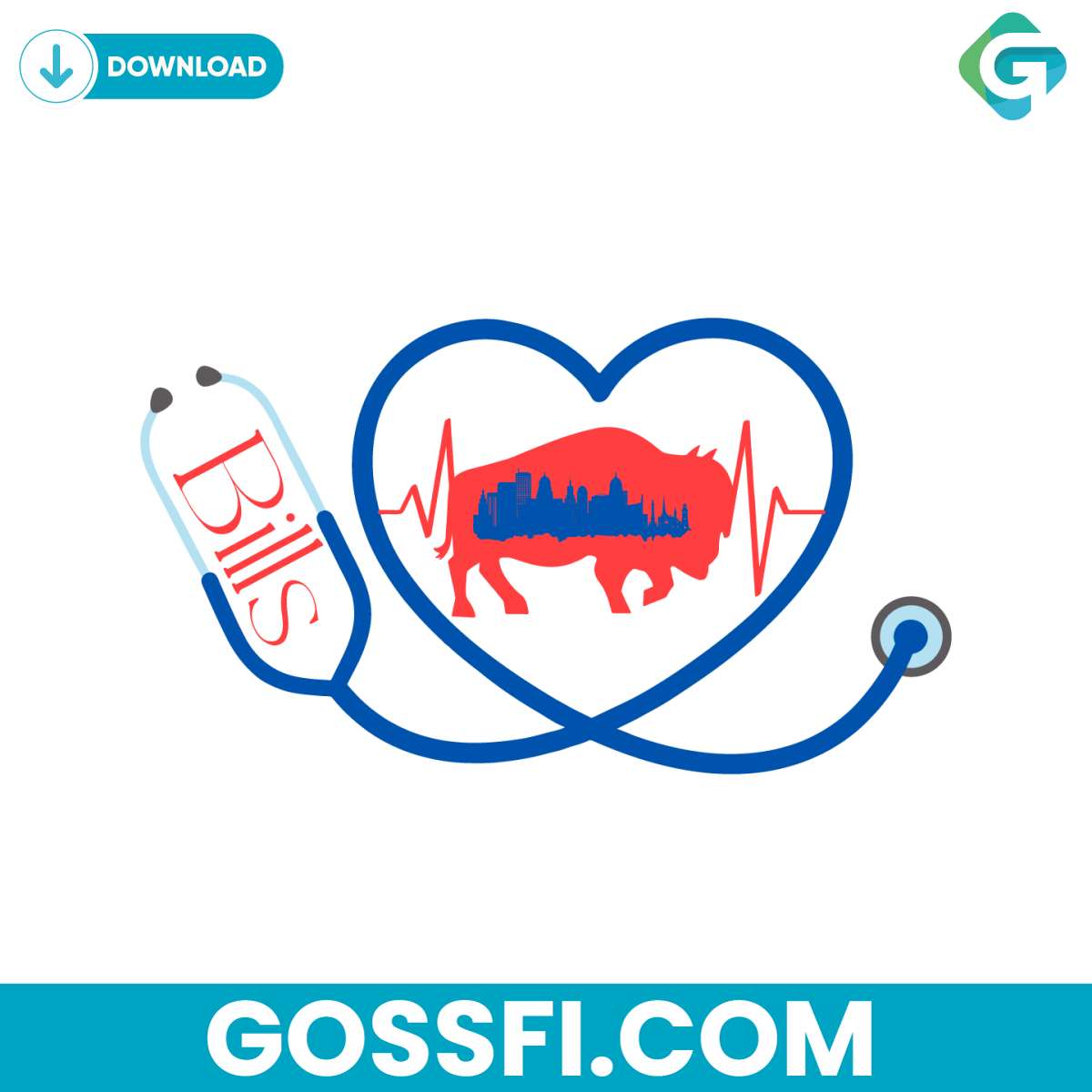 stethoscope-buffalo-bills-football-svg-digital-download