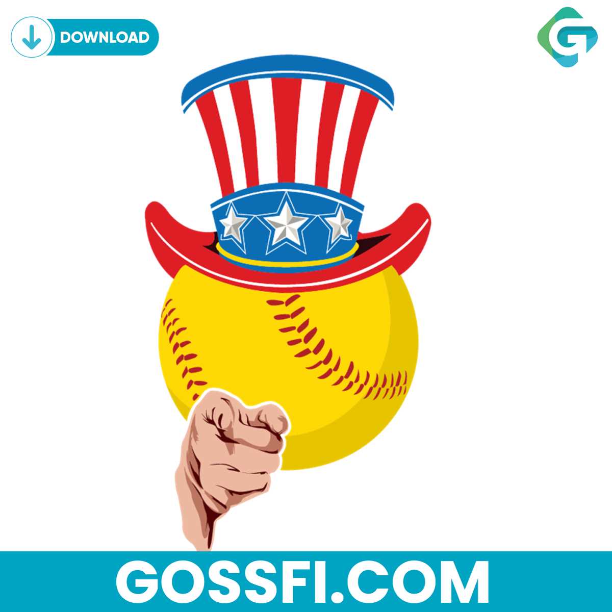 softball-with-uncle-sam-hat-svg-digital-download