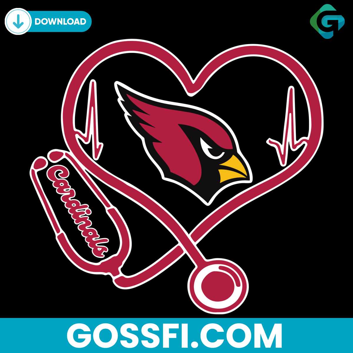 arizona-cardinals-heart-stethoscope-svg