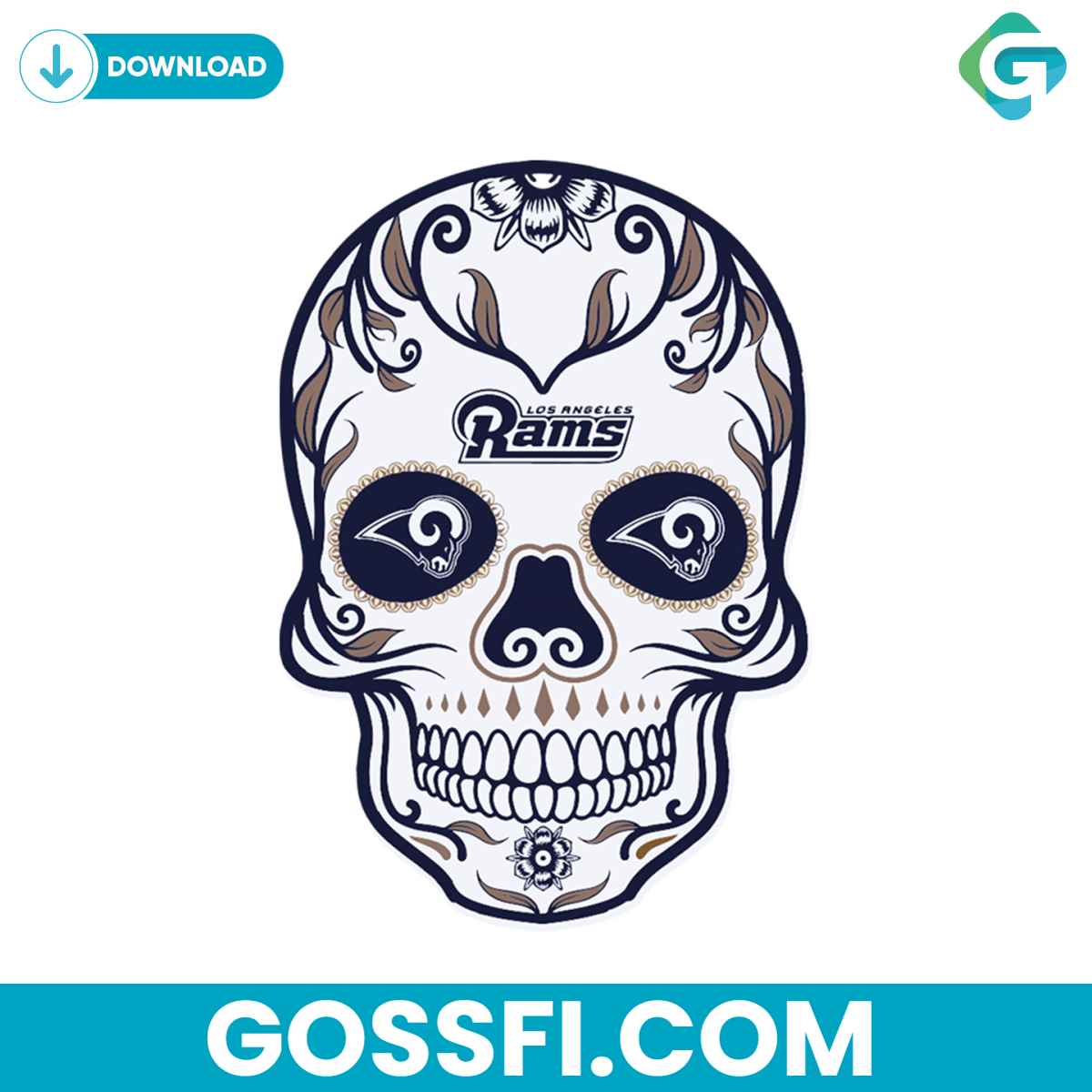 los-angeles-rams-sugar-skull-svg