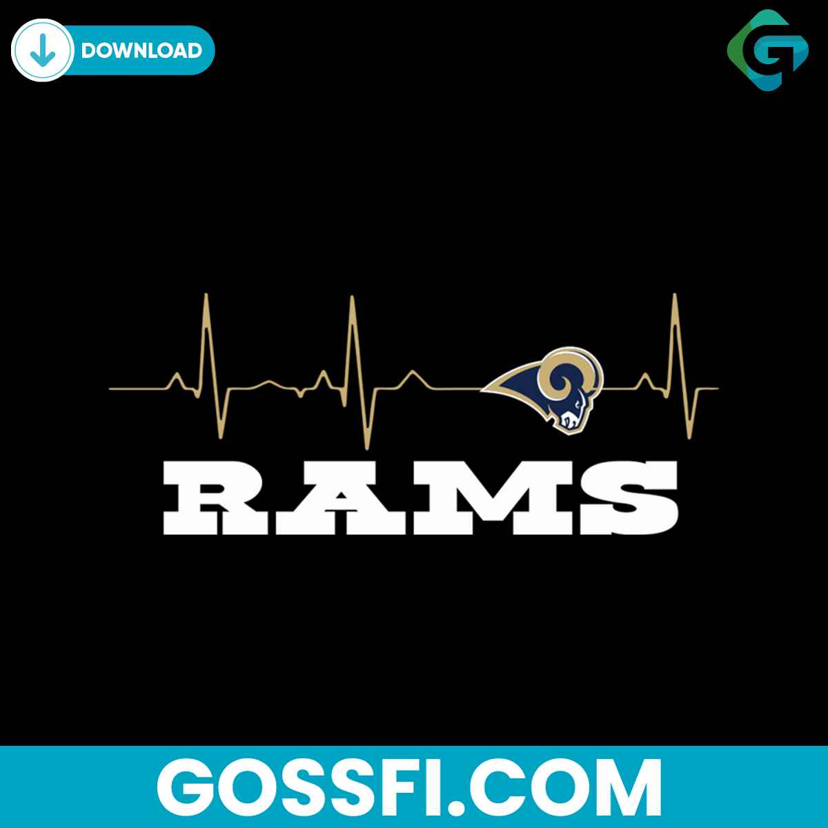 los-angeles-rams-heartbeat-svg-cricut-digital-download