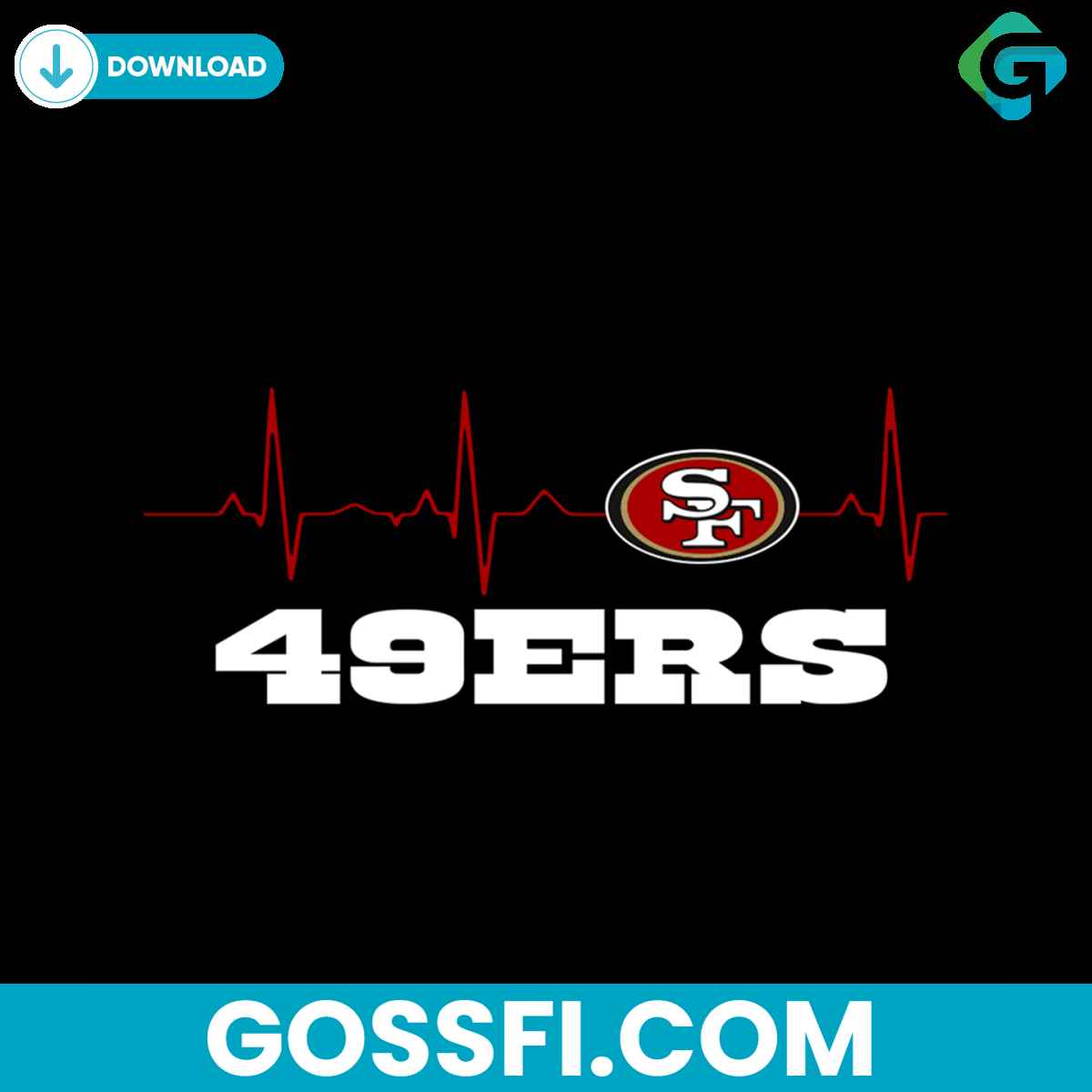 san-francisco-49ers-heartbeat-svg-digital-download