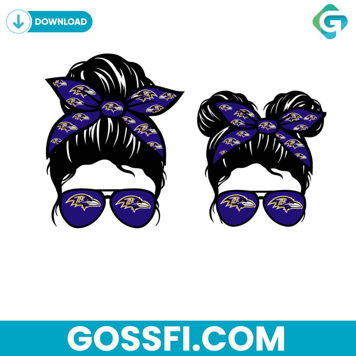 baltimore-ravens-football-messy-bun-mom-and-kid-svg