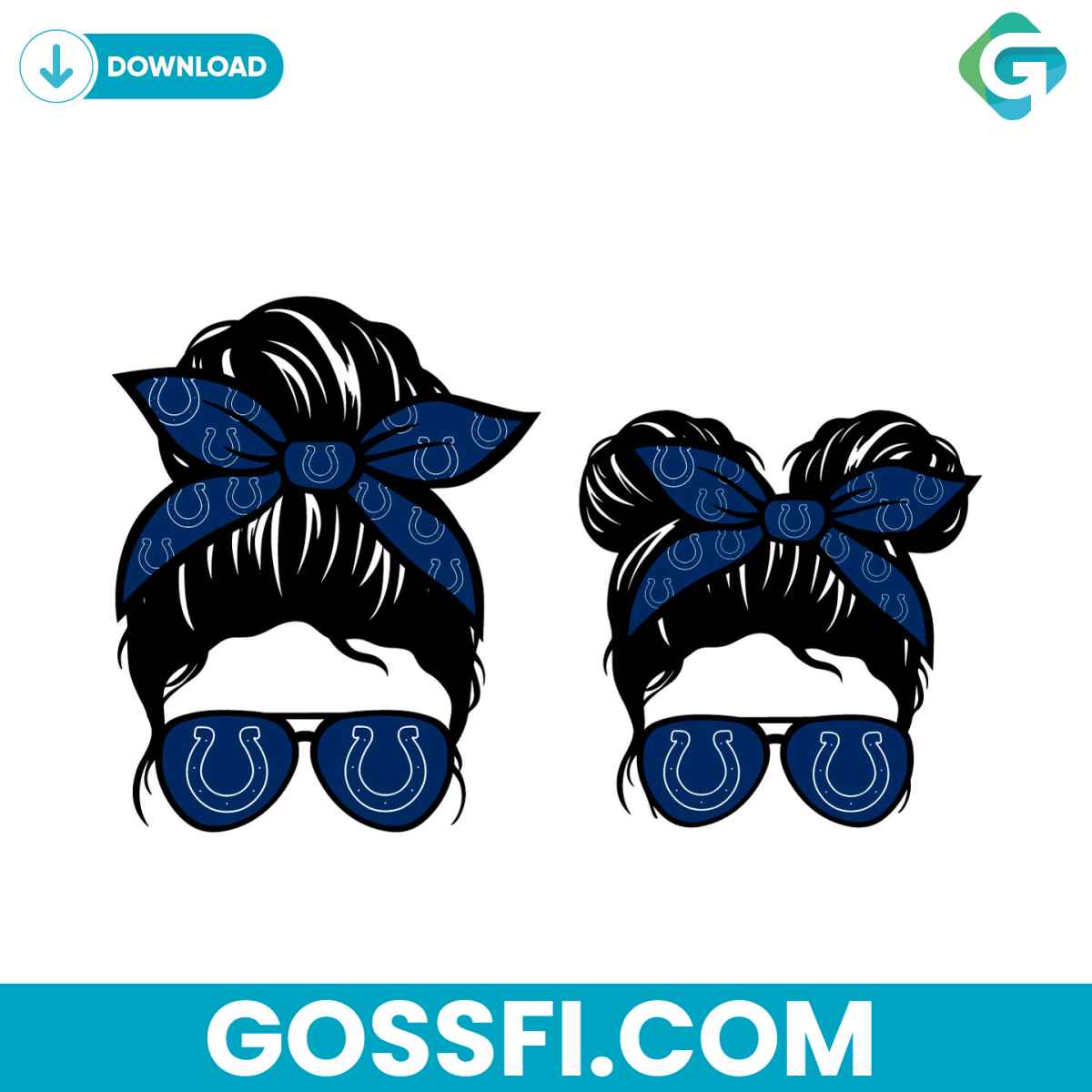 indianapolis-colts-football-messy-bun-mom-and-kid-svg