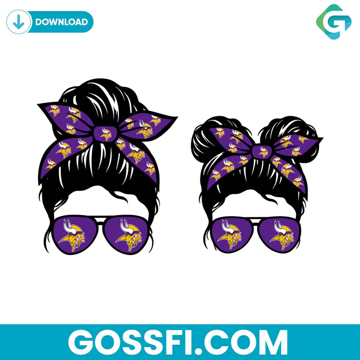 minnesota-vikings-football-messy-bun-mom-and-kid-svg