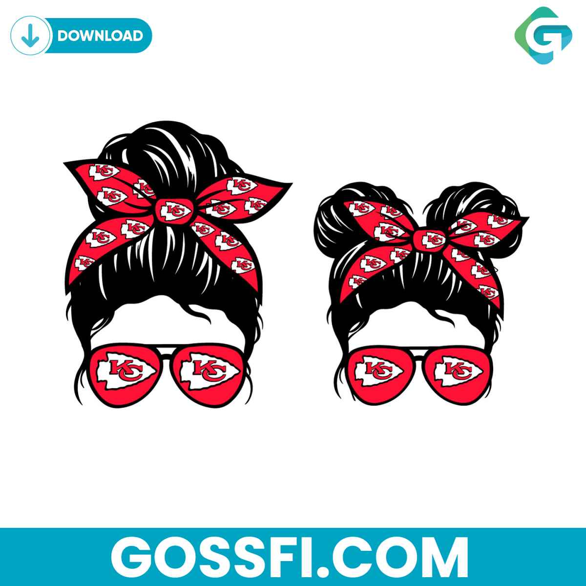 kansas-city-chiefs-football-messy-bun-mom-and-kid-svg