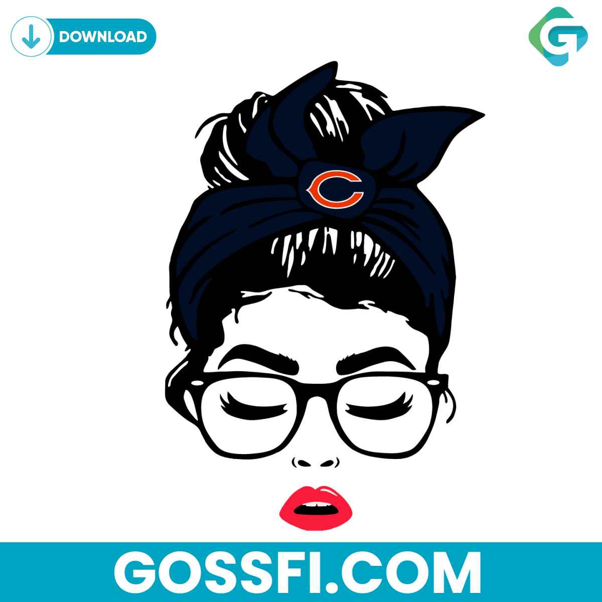 chicago-bears-football-team-messy-bun-svg