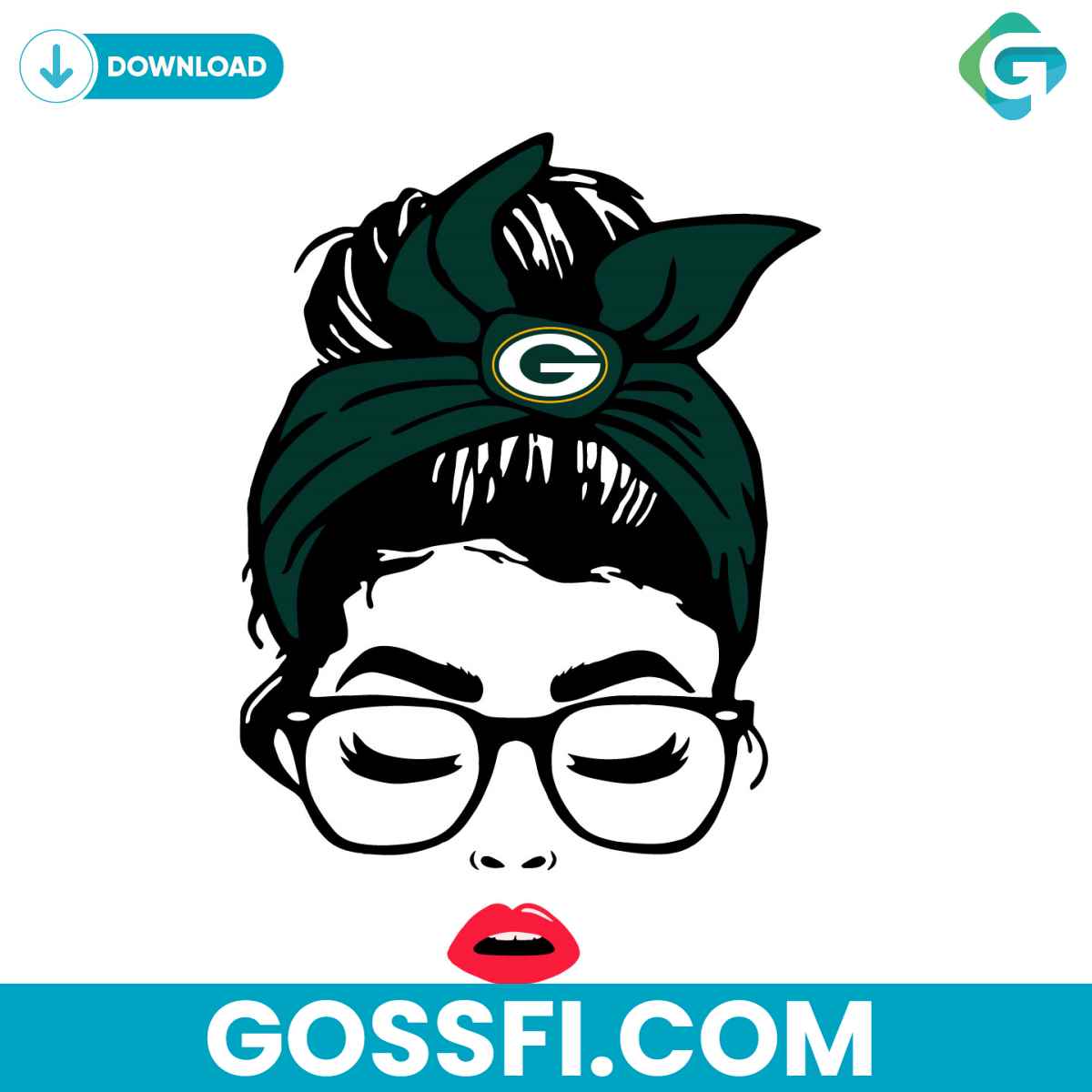 green-bay-packers-football-team-messy-bun-svg