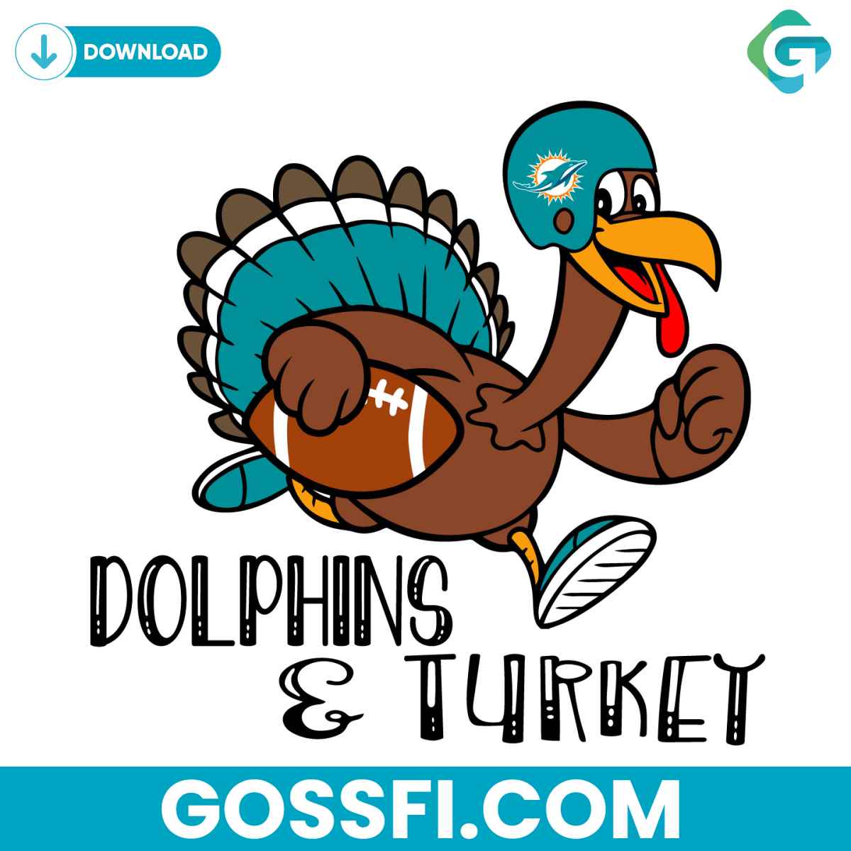 dolphins-football-turkey-svg-digital-download