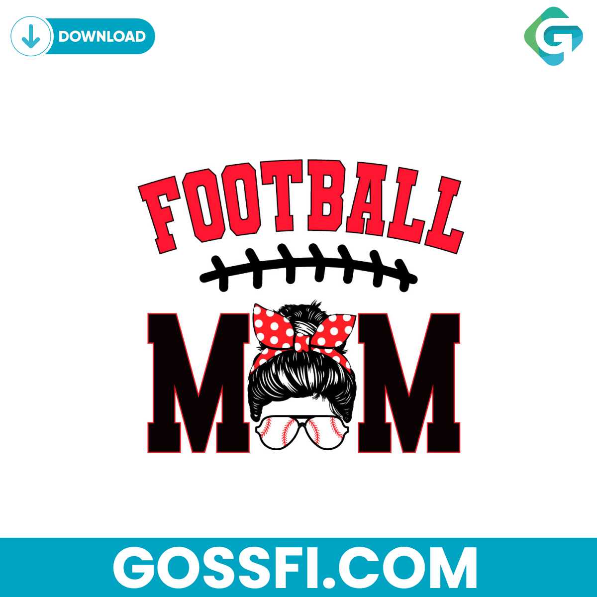 football-mom-messy-bun-svg-digital-download