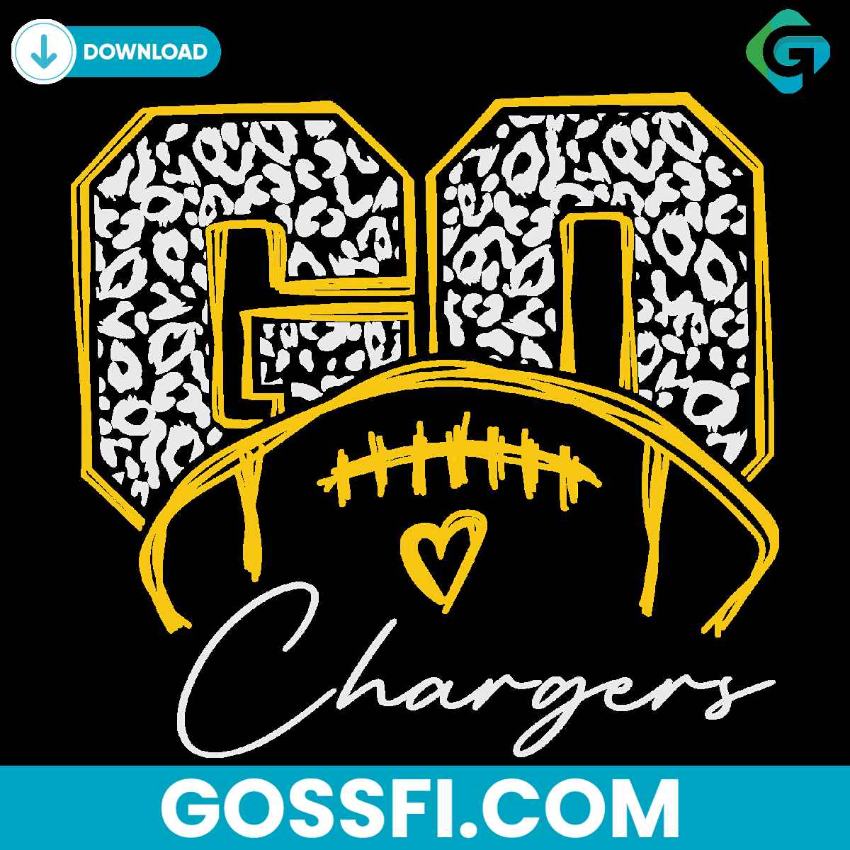 go-chargers-football-leopard-pattern-svg-digital-download