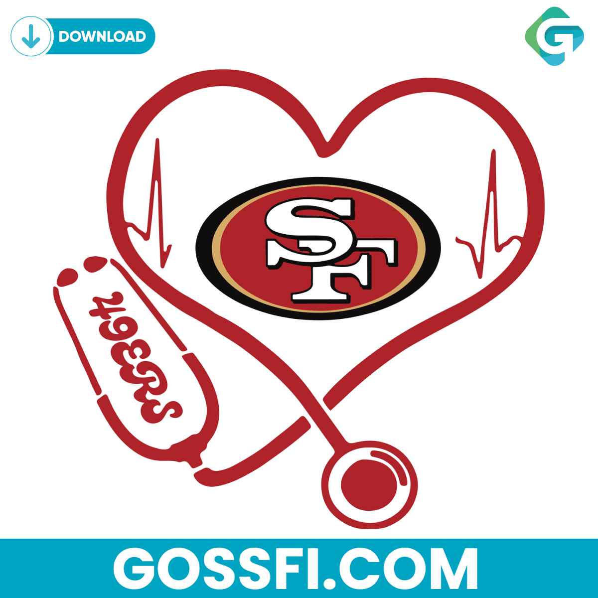 san-francisco-49ers-heart-stethoscope-svg