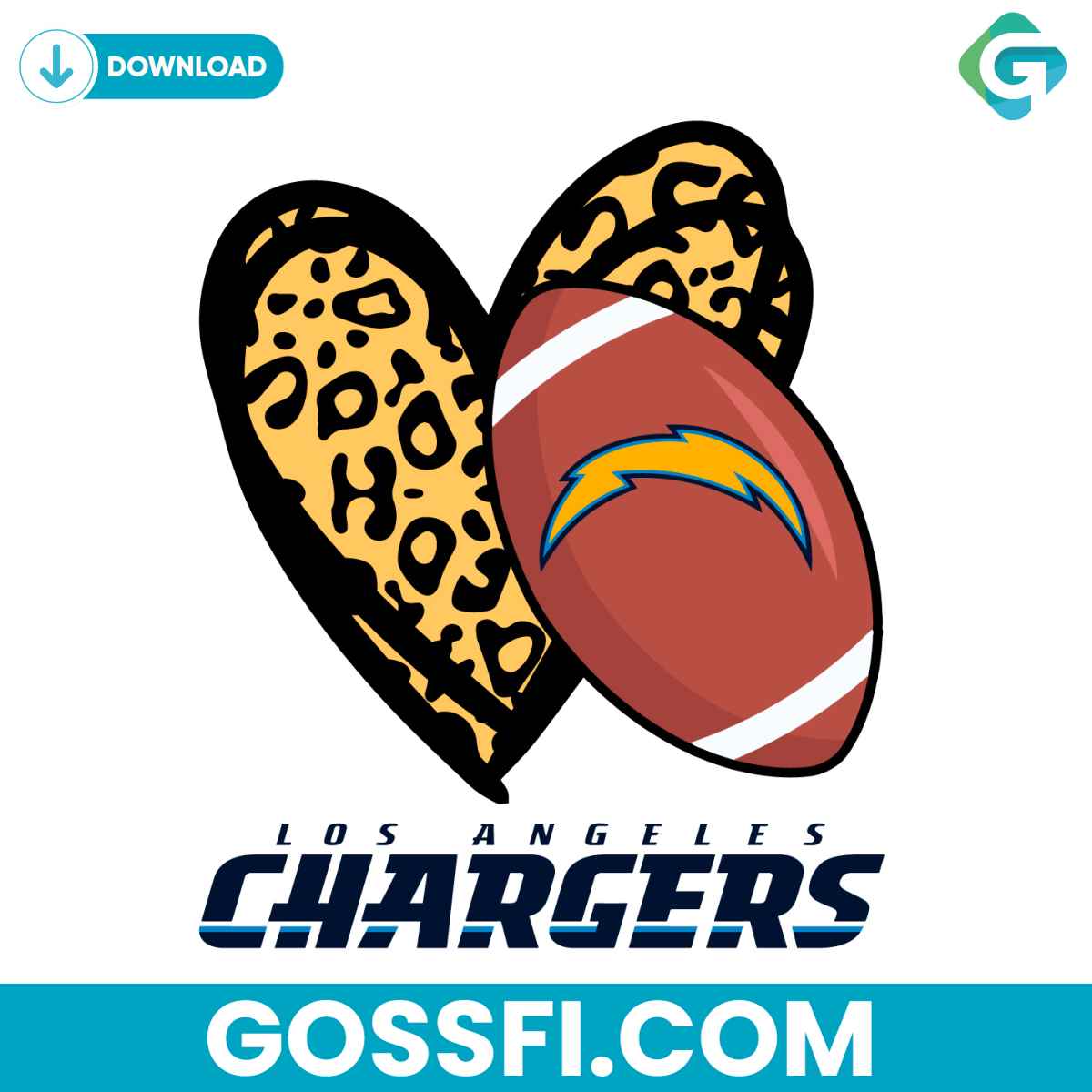 los-angeles-chargers-leopard-heart-svg