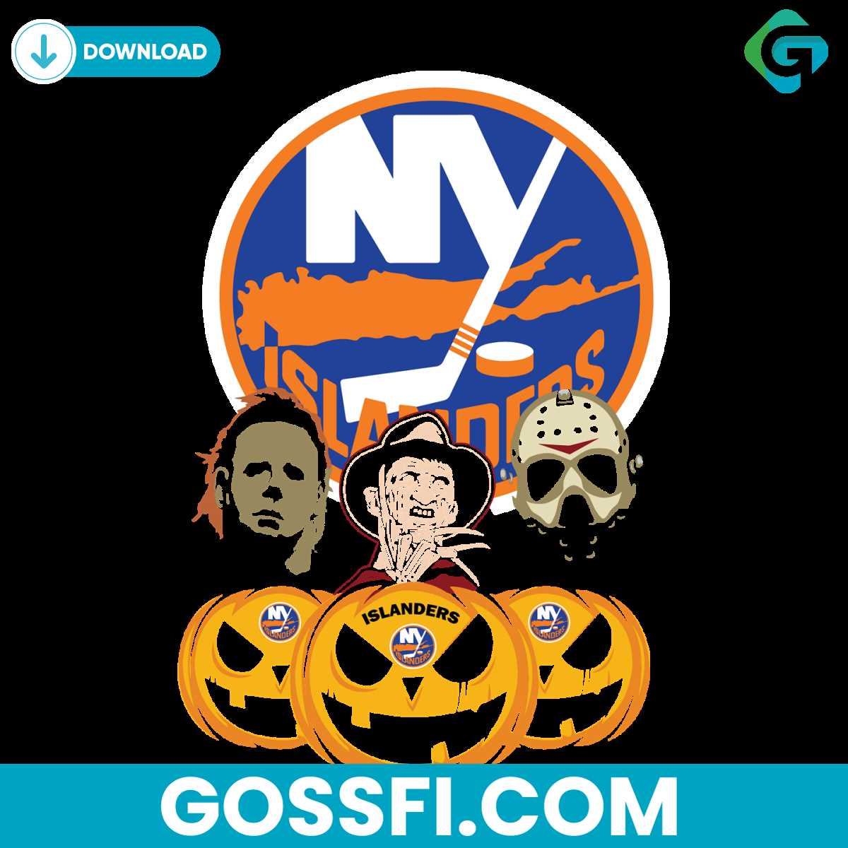 new-york-islanders-halloween-horror-movie-pumpkin-svg
