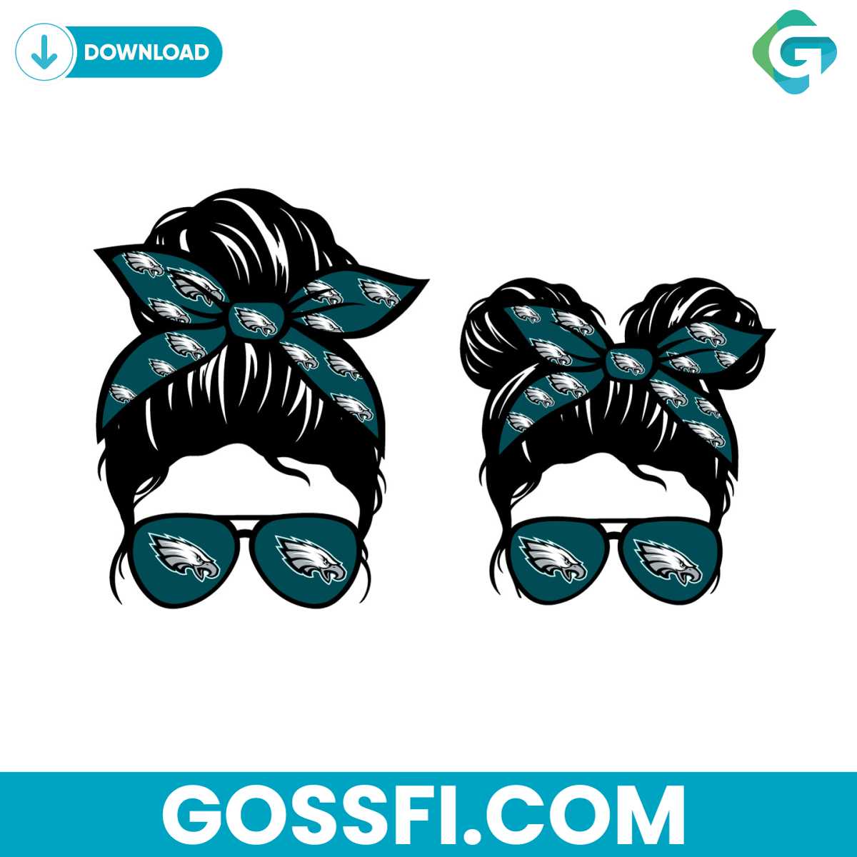 philadelphia-eagles-football-messy-bun-mom-and-kid-svg