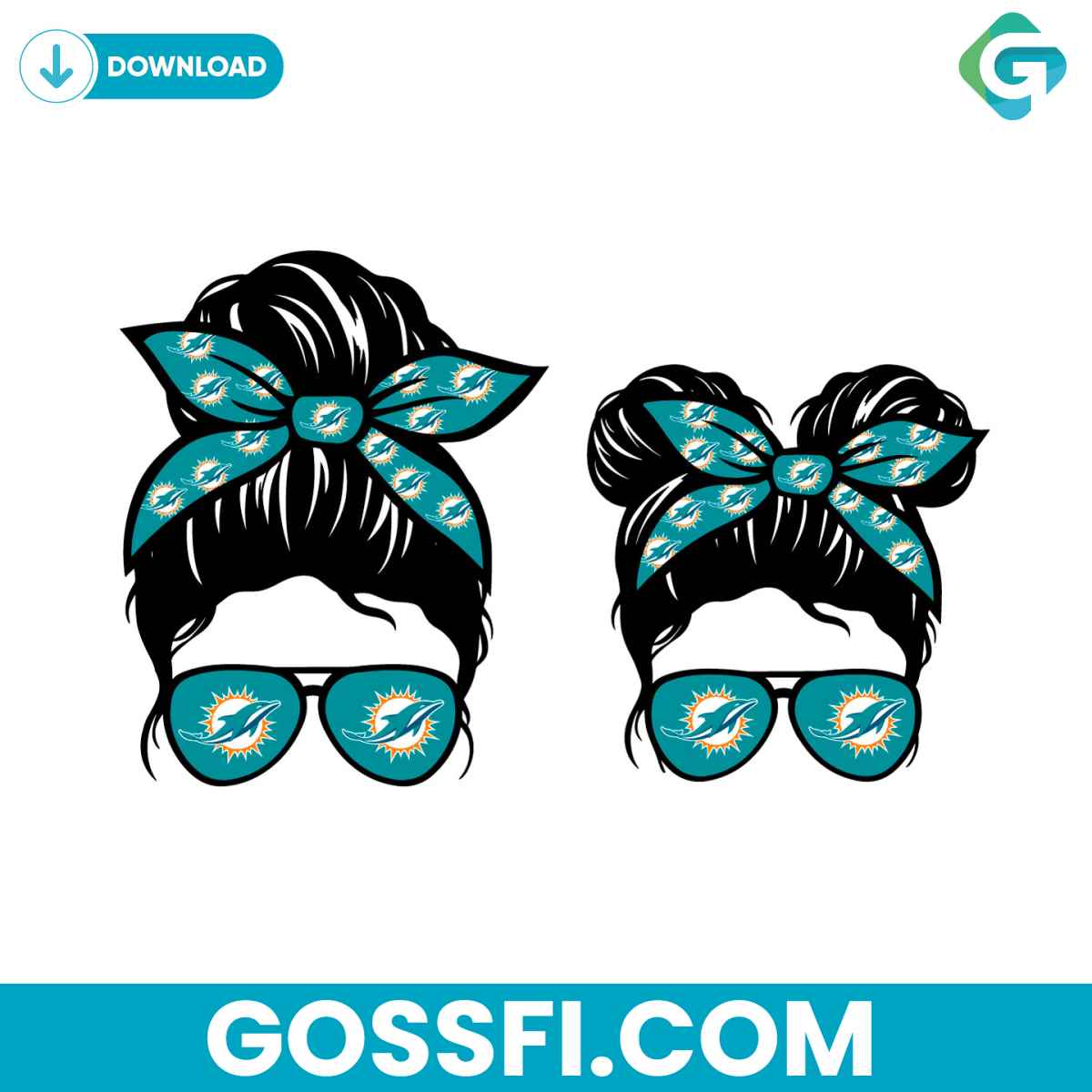 miami-dolphins-football-messy-bun-mom-and-kid-svg