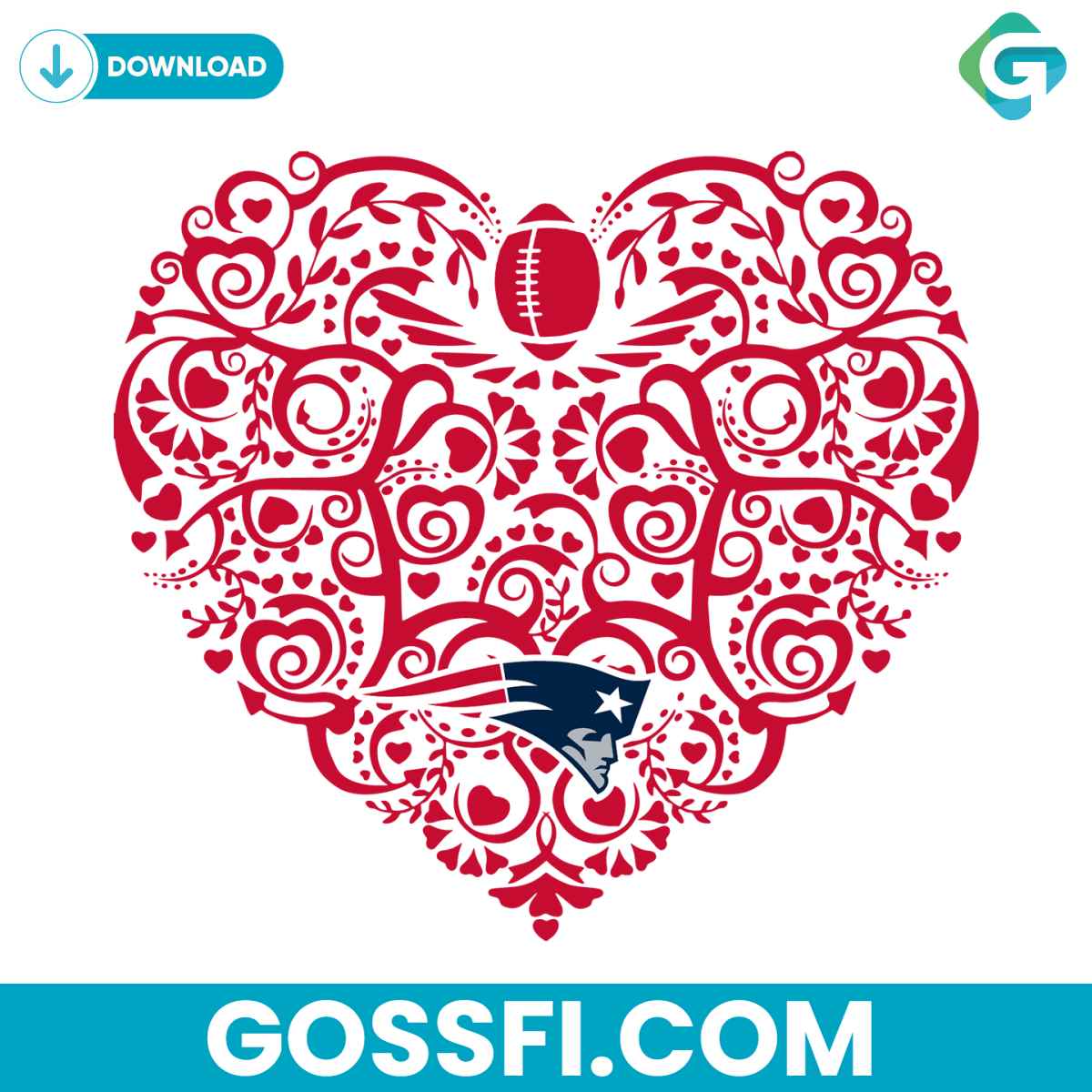 new-england-patriots-football-heart-svg