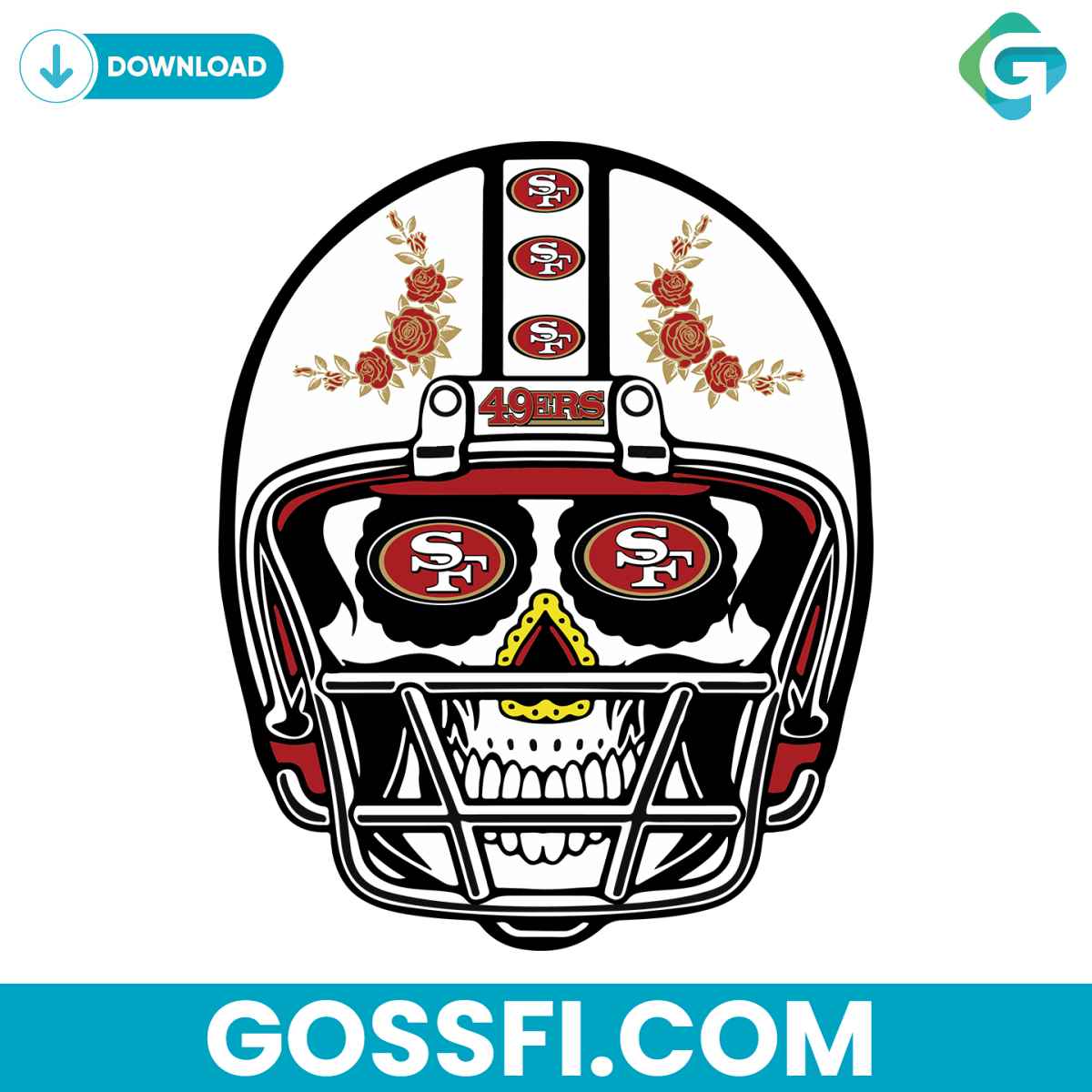 sugar-skull-49ers-helmet-svg-digital-download