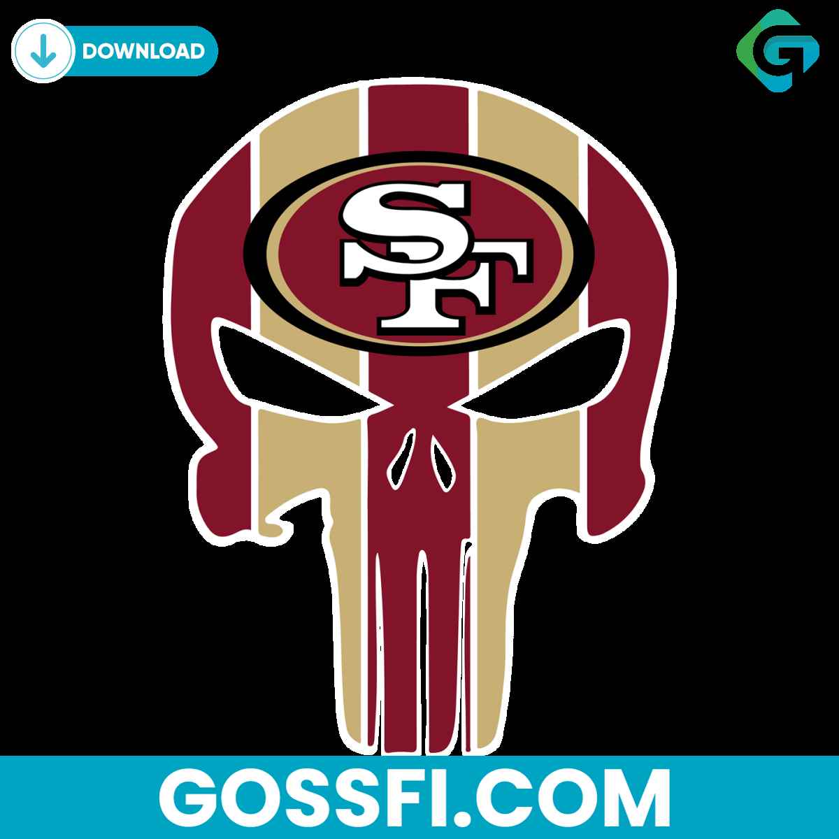 san-francisco-49ers-skull-svg-digital-download