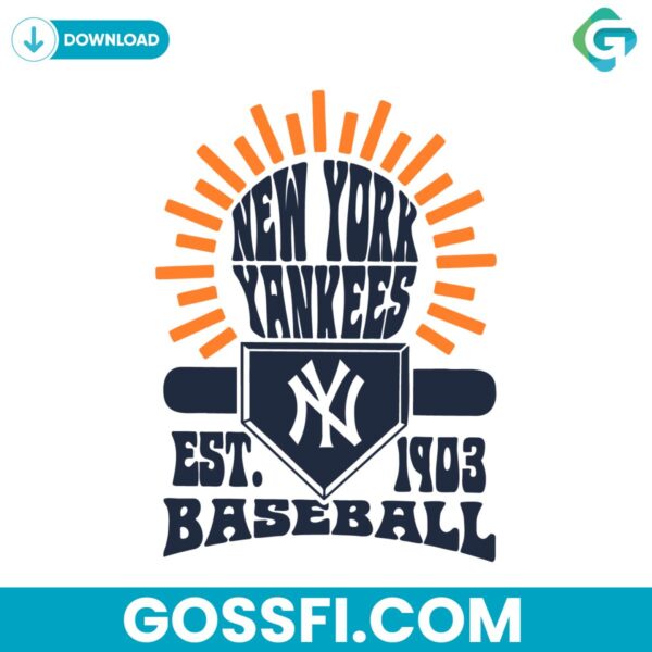 sunburst-new-york-yankees-baseball-svg-digital-download