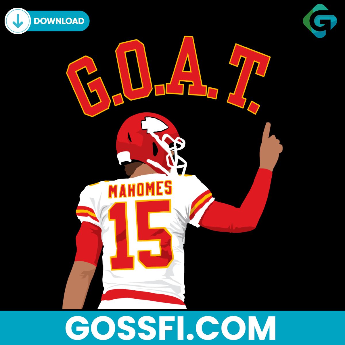 The GOAT Patrick Mahomes Chiefs Player Svg Digital Download - Gossfi.com