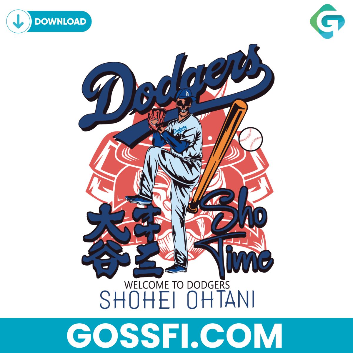 skeleton-play-baseball-welcome-to-dodgers-shohei-ohtani-svg