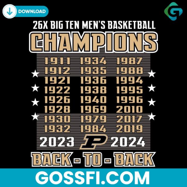 26x-big-10-basketball-men-champions-back-to-back-purdue-boilermakers-svg