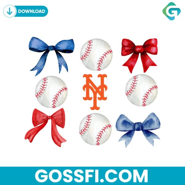 new-york-mets-baseball-bows-mlb-team-png