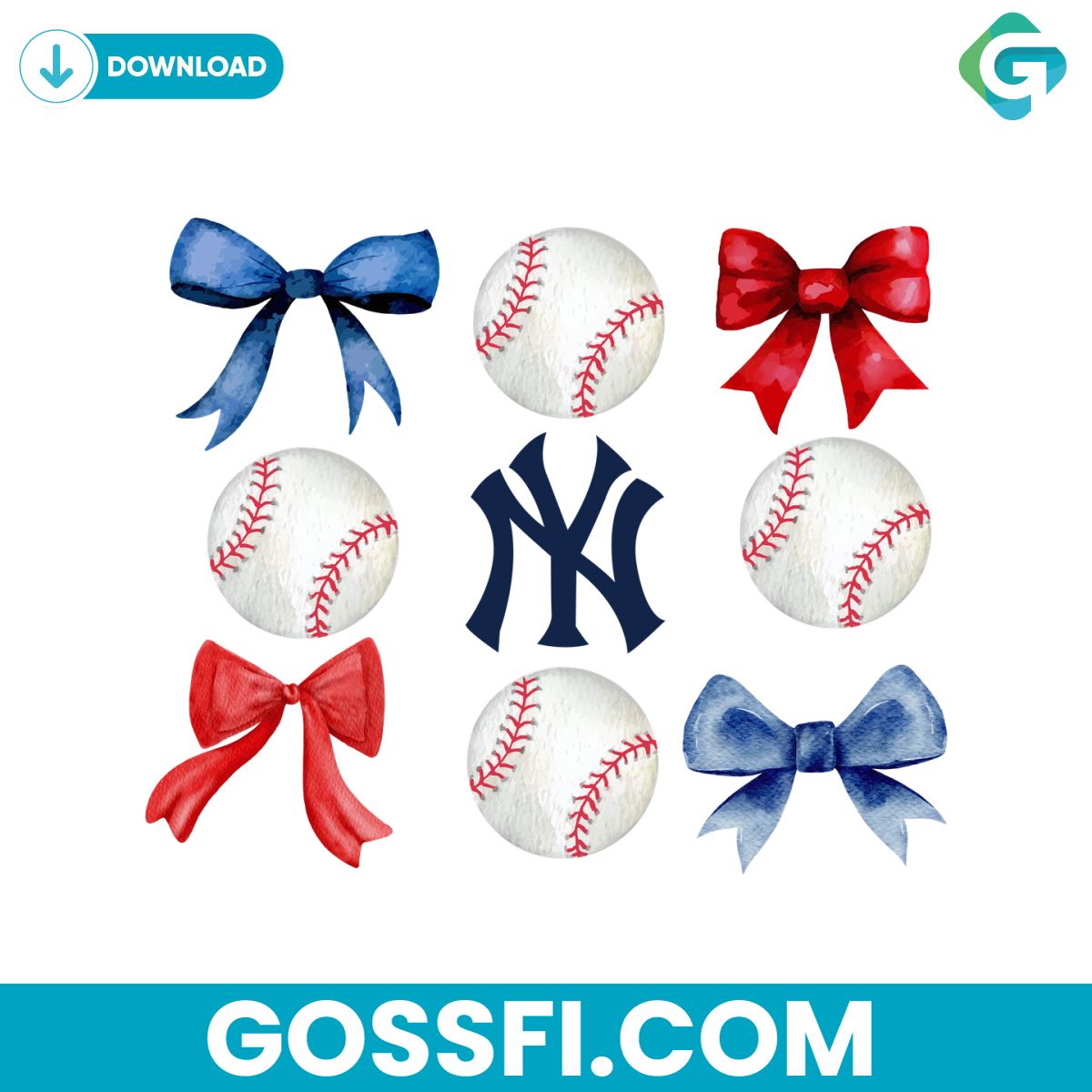 new-york-yankees-baseball-bows-mlb-team-png