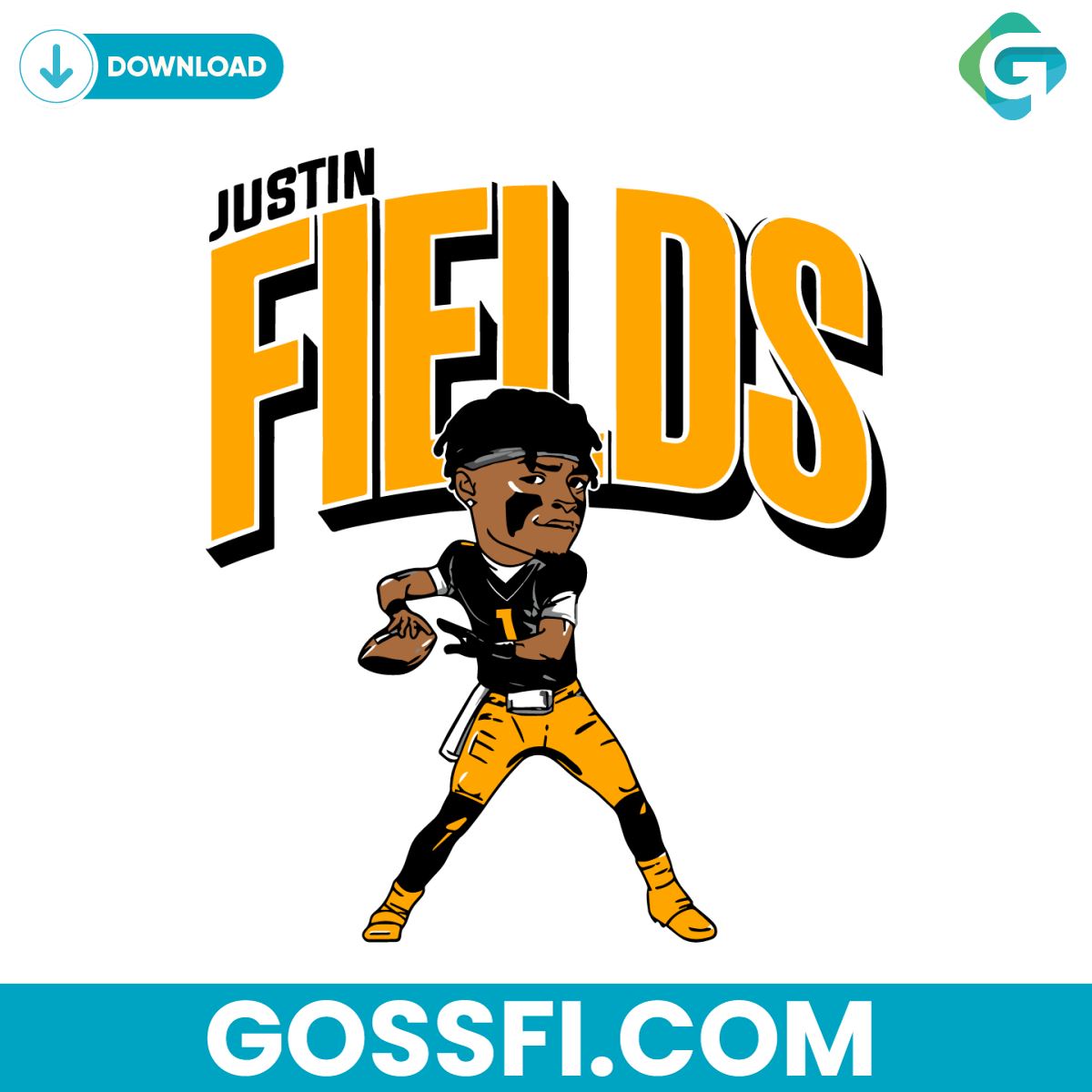 justin-fields-pittsburgh-caricature-football-player-svg