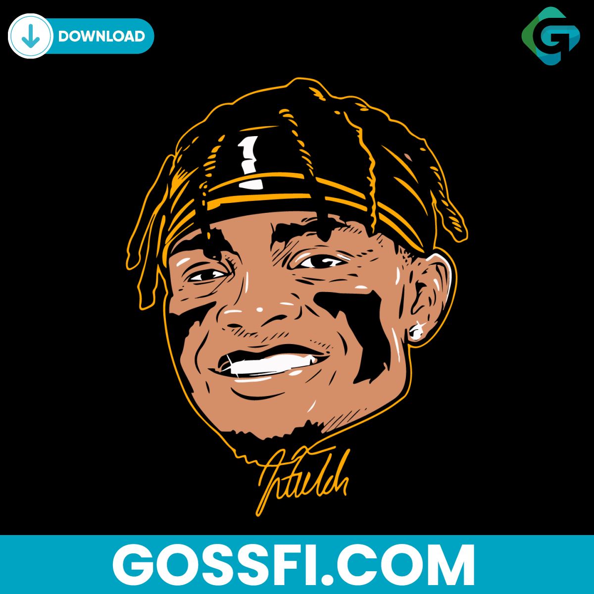 justin-fields-pittsburgh-swag-head-svg-digital-download