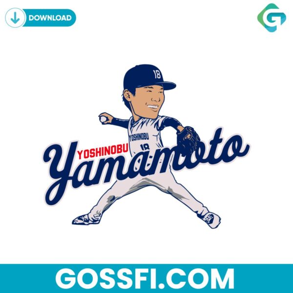 yoshinobu-yamamoto-caricature-los-angeles-dodgers-svg