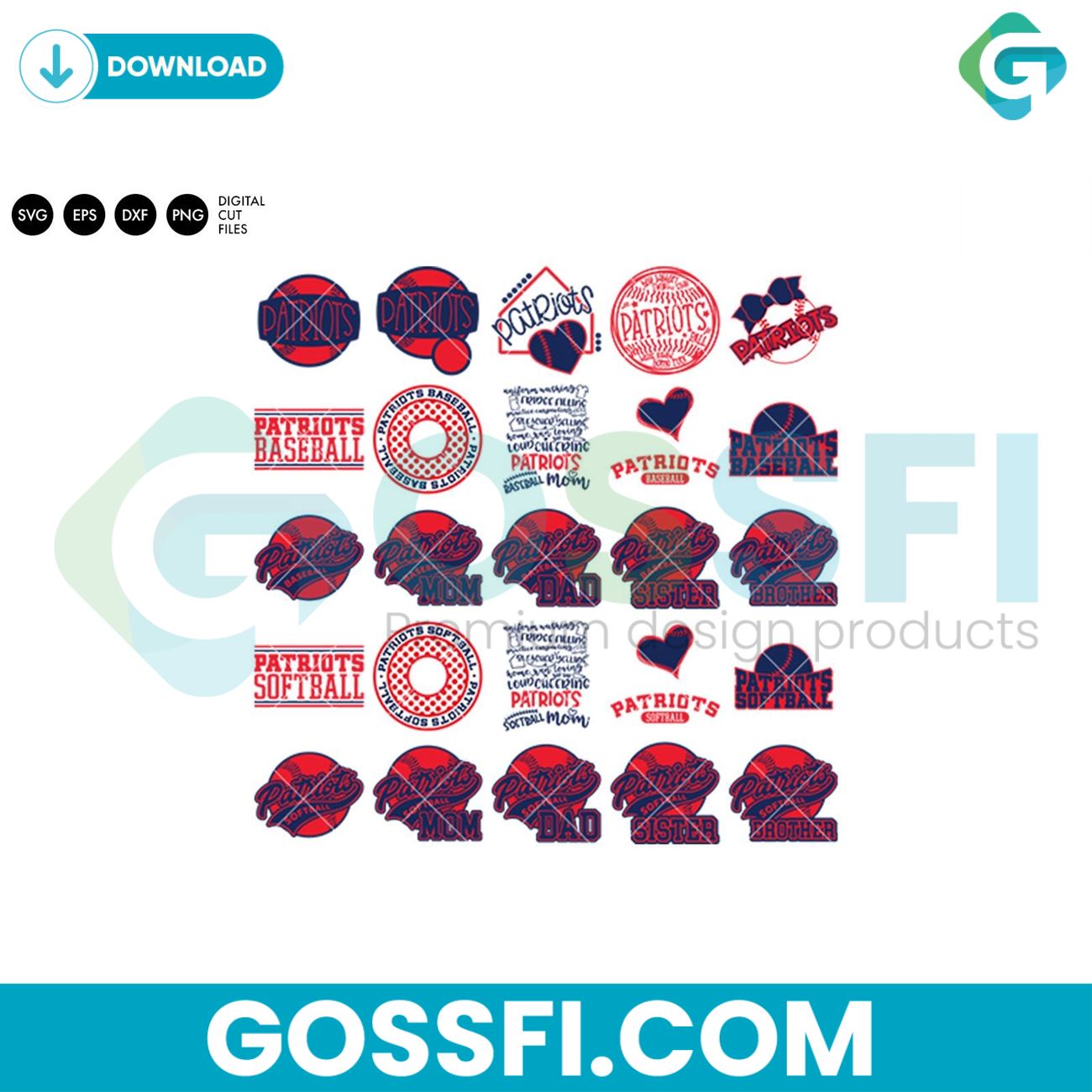 patriots-baseball-and-softball-bundle-svg-digital-download